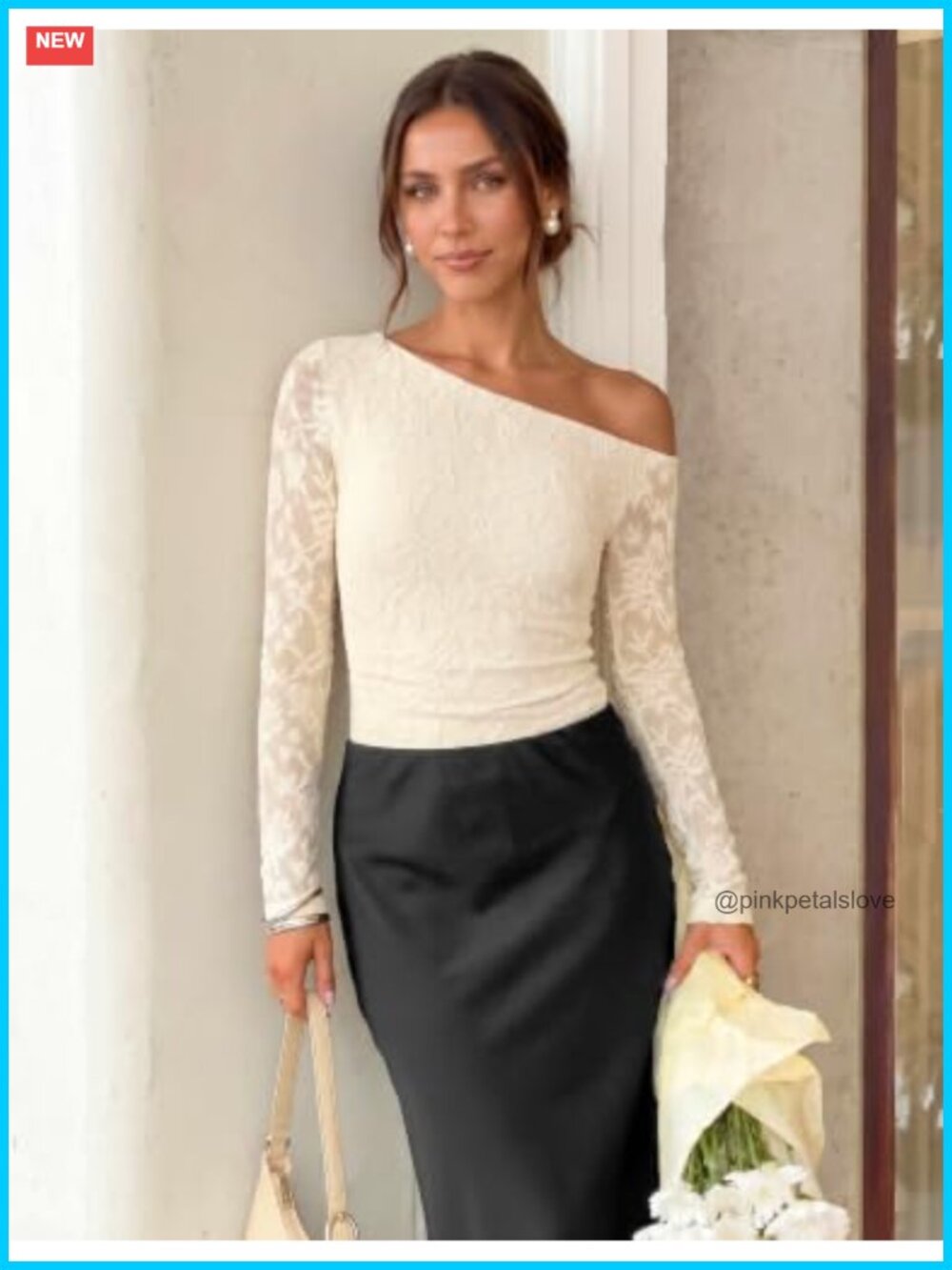 Off Shoulder Lace Long Sleeve Ruched Waist Going Out Top - Picture 3 of 7